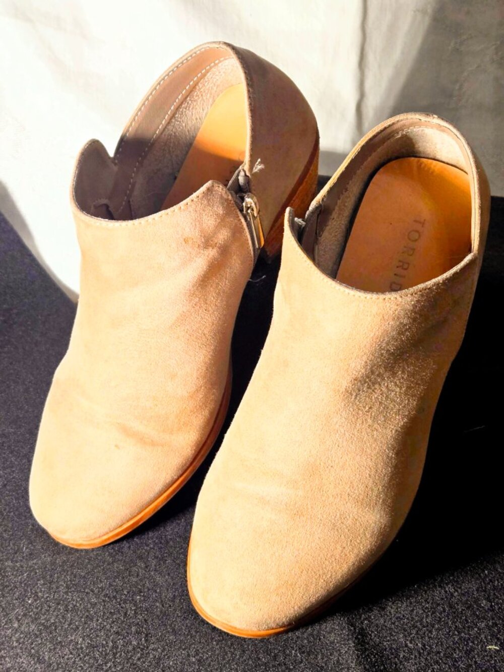 Torrid Taupe Faux Suede Ankle Booties Low Block Heel 8WW